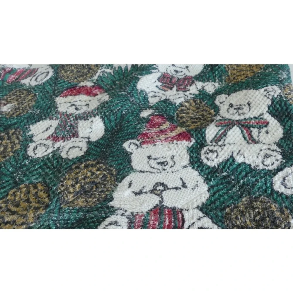 Texture Woven Printed Bear Cotton Throw Jubilee Cute Christmas Blanket 44x54